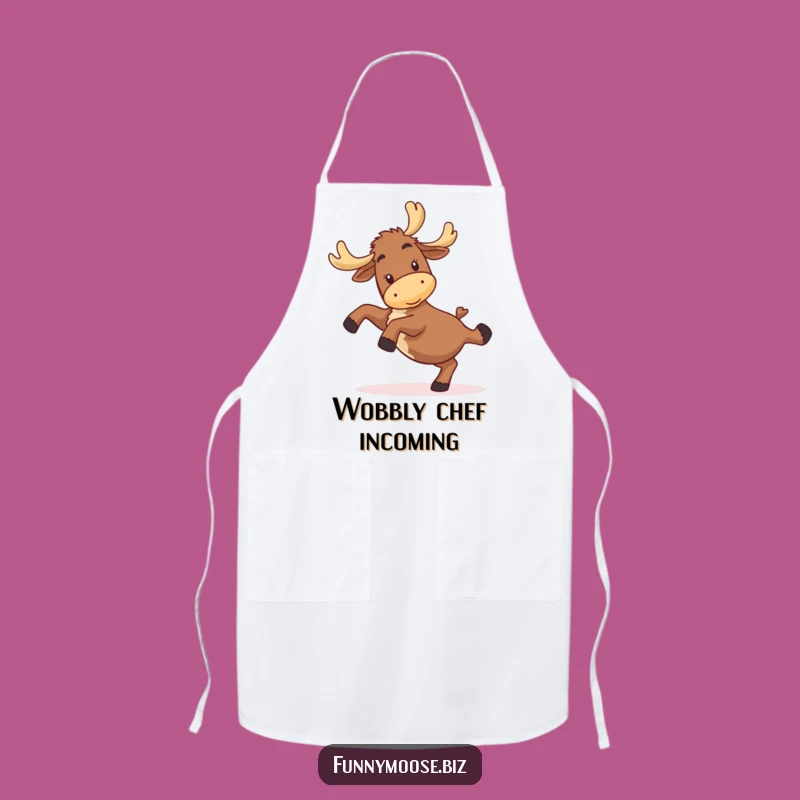 Funny Kawaii Moose Cartwheel Apron: Kitchen Fun for Clumsy Cooks Gift
