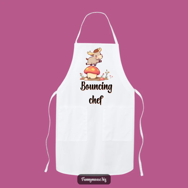 Funny Kawaii Moose Mushroom Bounce Apron: Cook up Fun with Every Meal!