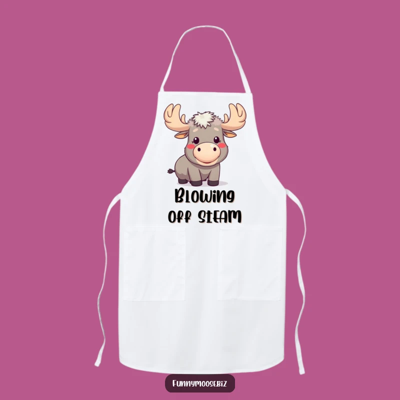 Funny Kawaii Moose Raspberry Apron: Cook with a Cheeky Smile!