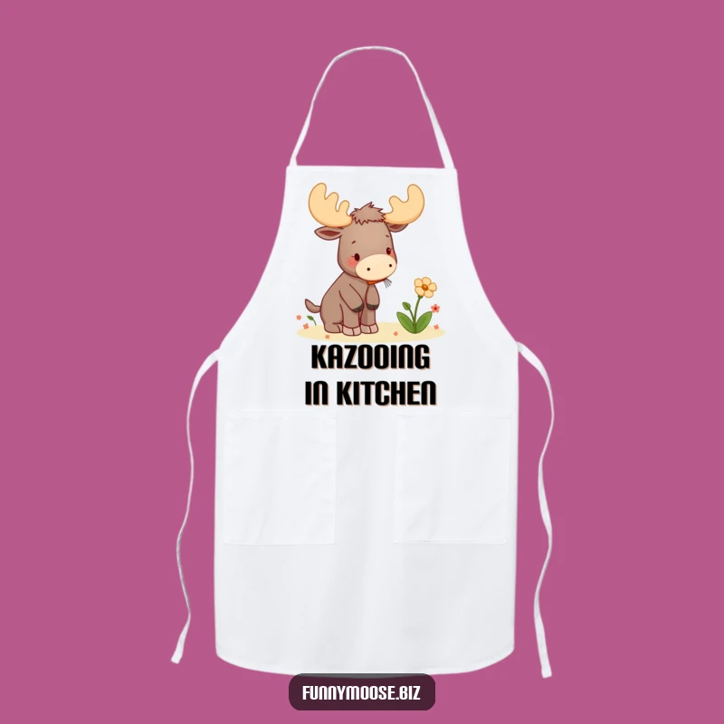 Funny Moose Apron: Kawaii Kazoo Chef, Musical Blunder, Humorous Gift