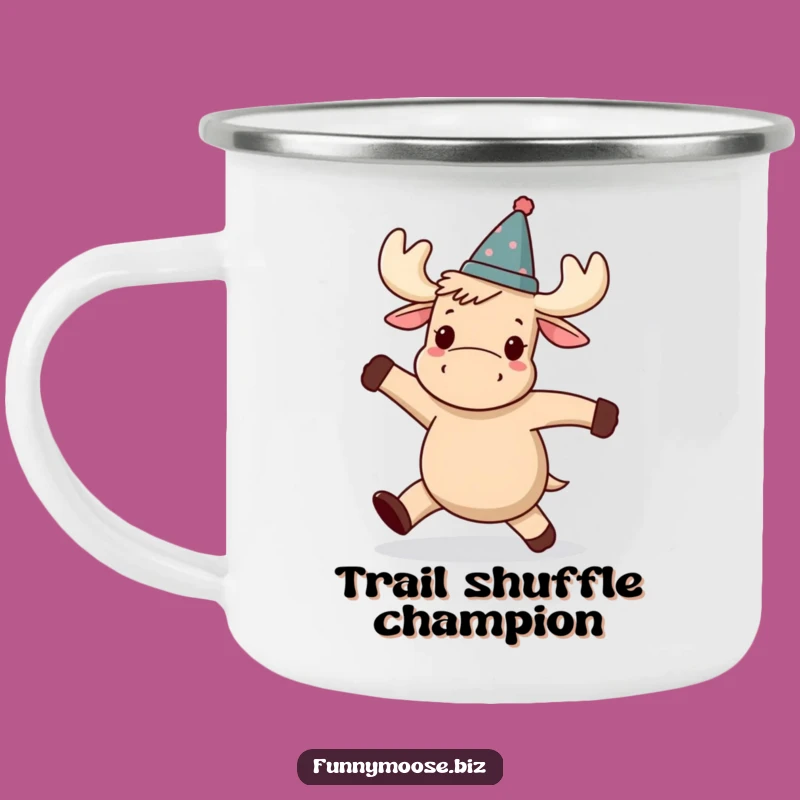 Funny Kawaii Moose Enamel Mug - Wobbly Dance Campfire Gift