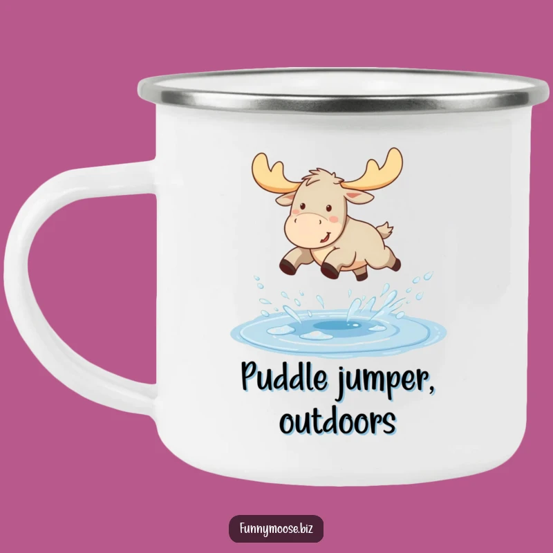 Funny Kawaii Moose Enamel Mug - Puddle Jump Campfire Gift
