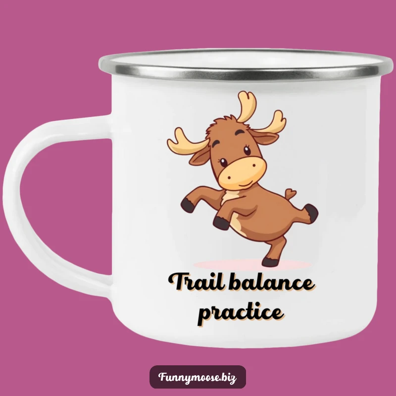 Funny Kawaii Moose Cartwheel Camping Mug: Adventure Fuel with Cartoon Humor