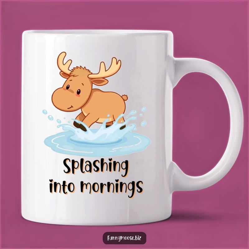 Funny Kawaii Moose Mug - Puddle Splash Fun, Perfect Humorous Gift