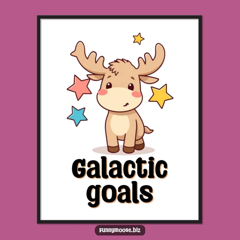 Funny Kawaii Moose Juggling Stars Digital Print: Instant Whimsy for Your Walls!