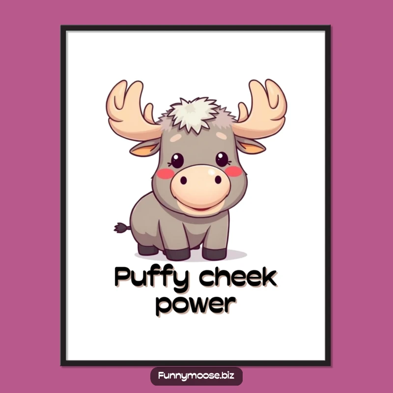 Funny Kawaii Moose Raspberry Digital Art: Instant Cheekiness for Your Walls!