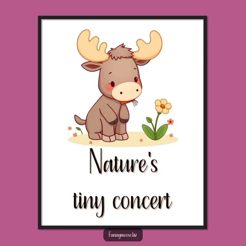 Funny Moose Digital Art: Kawaii Kazoo Serenade, Musical Charm, Humorous Gift