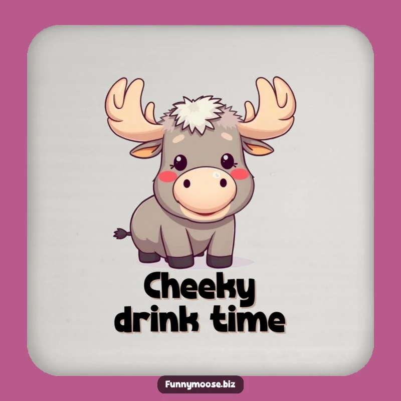 Funny Kawaii Moose Raspberry Drink Coaster: Protect Surfaces with Sass!