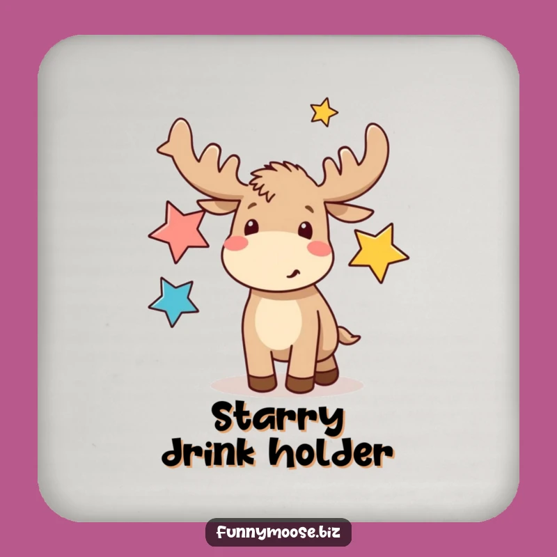 Funny Kawaii Moose Juggling Stars Coaster: Protect Surfaces with Stellar Style!