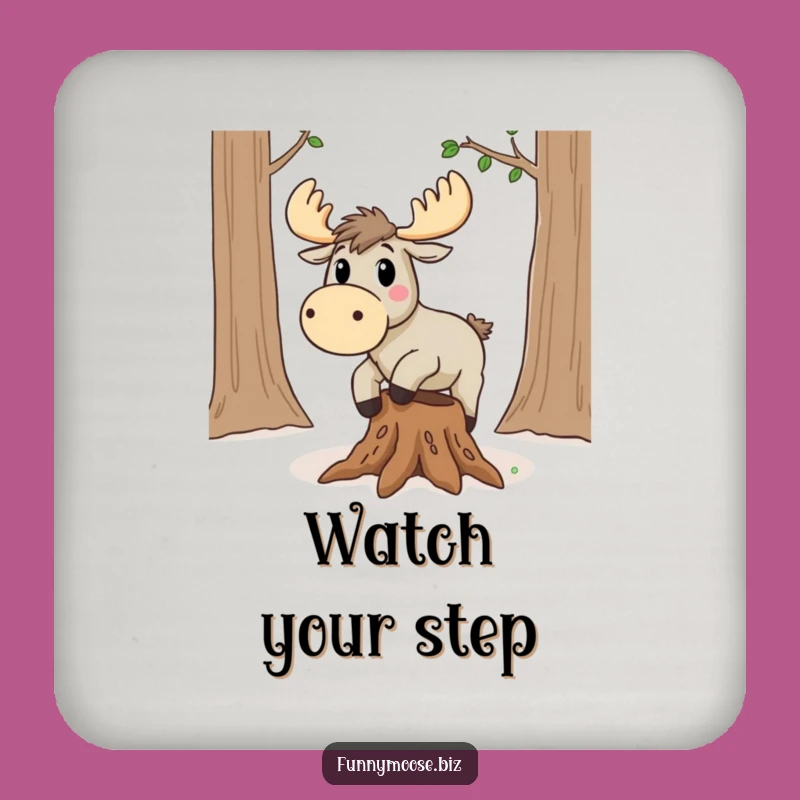 Funny Kawaii Moose Tripping Drink Coaster: Protect Surfaces with Humor!