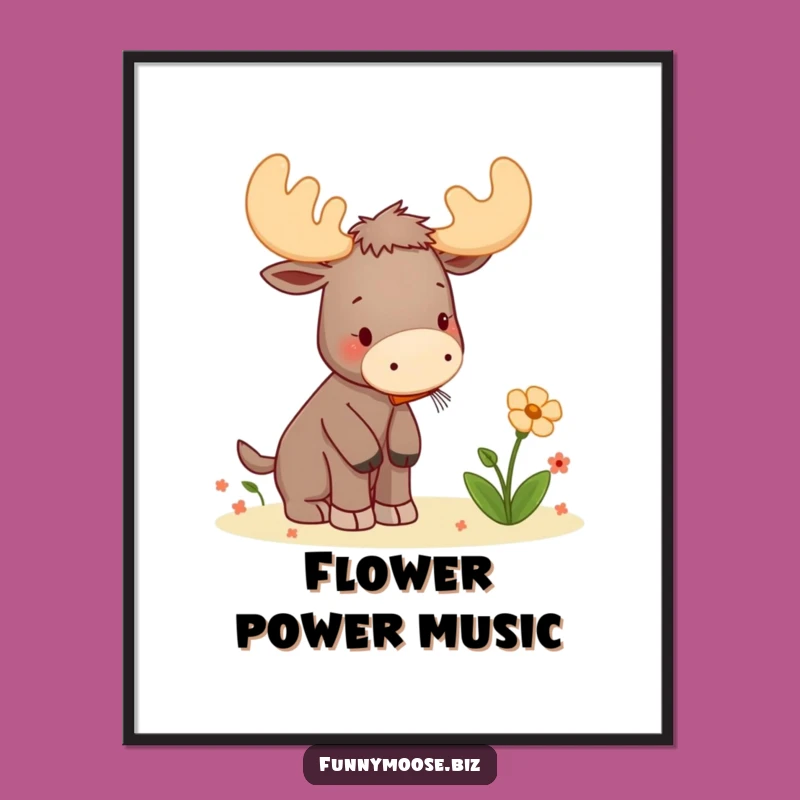 Funny Moose Poster: Kawaii Kazoo Art, Serenade Scene, Humorous Gift