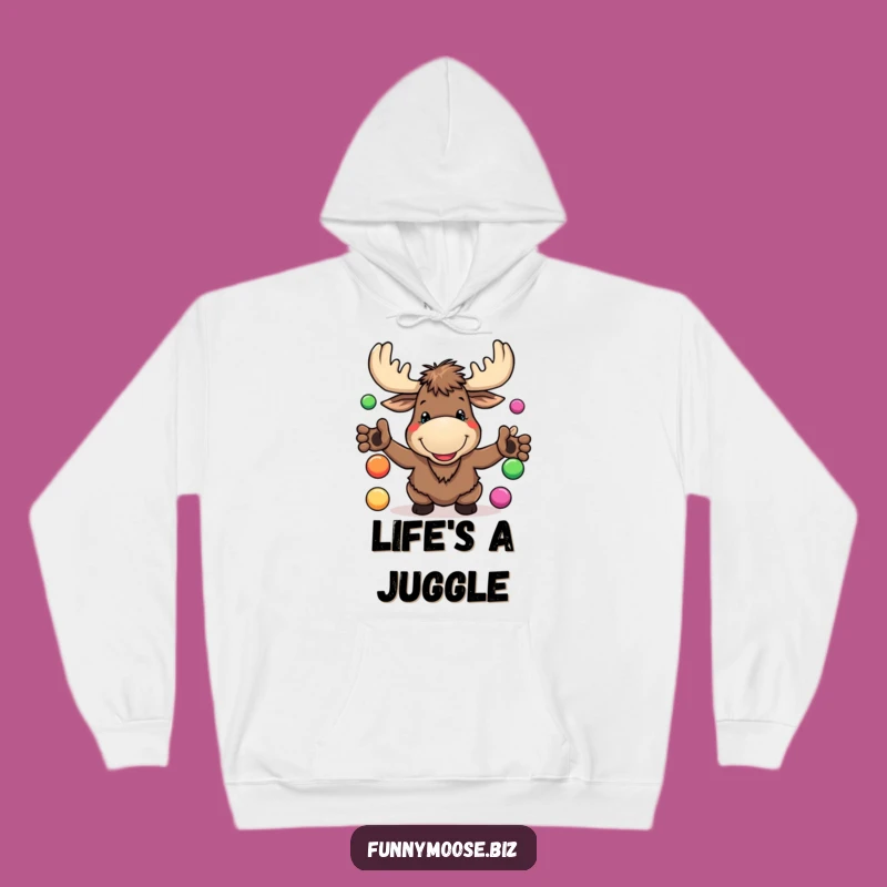 Funny Kawaii Moose Hoodie - Goofy Juggling Comfort, Hilarious Gift