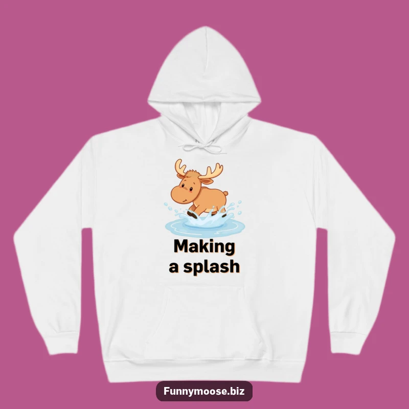 Funny Kawaii Moose Hoodie - Joyful Splash Comfort, Hilarious Gift