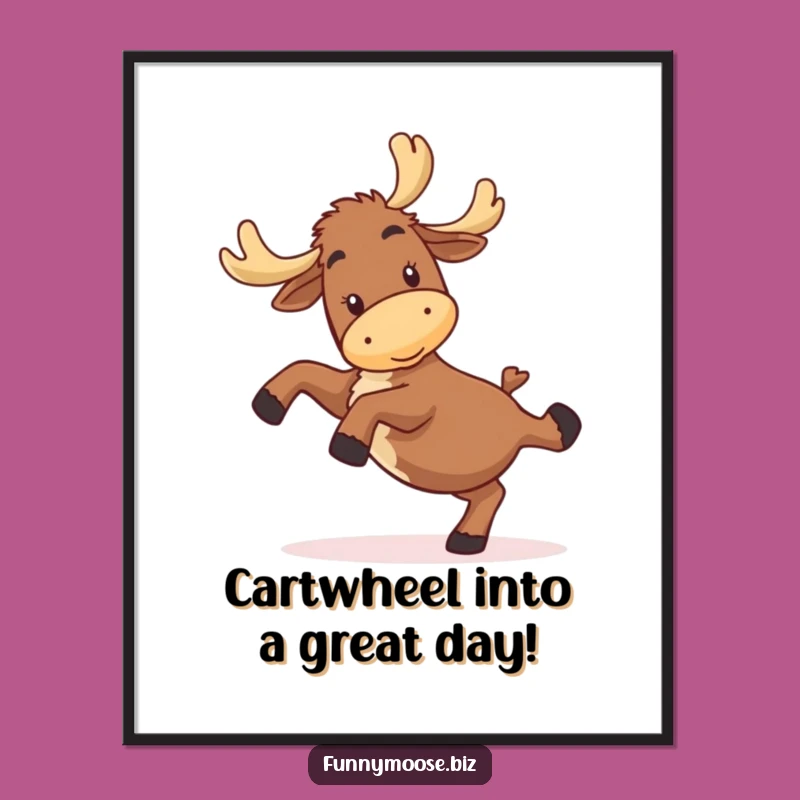 Free Printable Wall Art: Funny Moose Cartwheel Design for Humorous Downloadable Decor