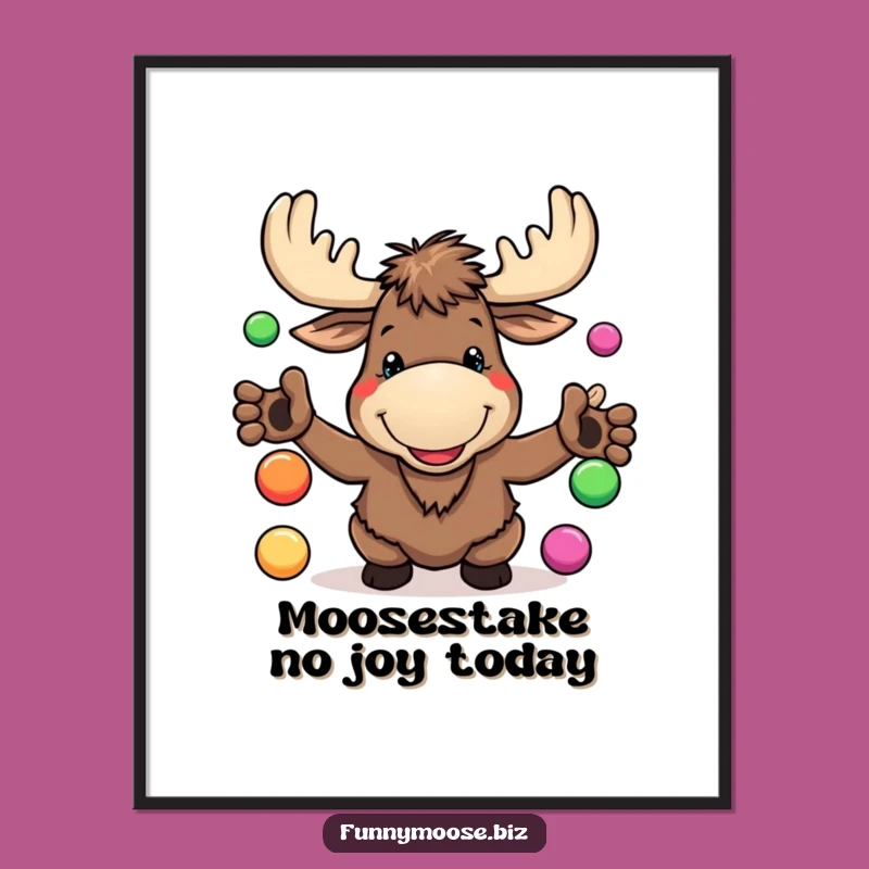 Funny Free Printable Wall Art: Kawaii Moose Juggling Fun - Whimsical Decor