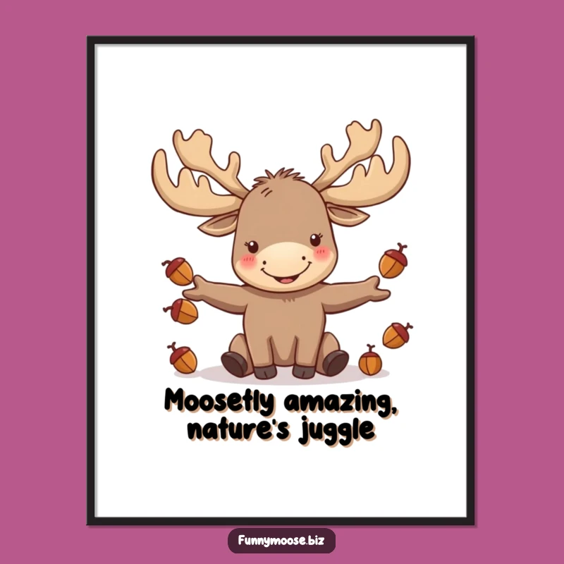 Free Printable Wall Art: Kawaii Moose Juggler - Whimsical Downloadable Decor!