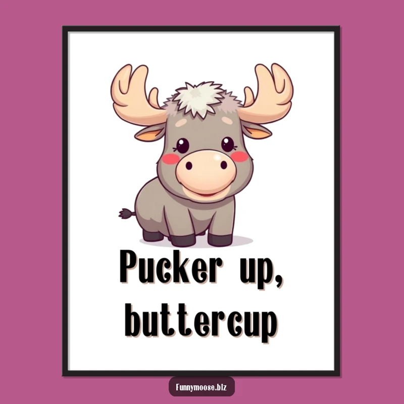 Free Printable Kawaii Moose Art: Comical Raspberry Animal Downloadable Wall Decor