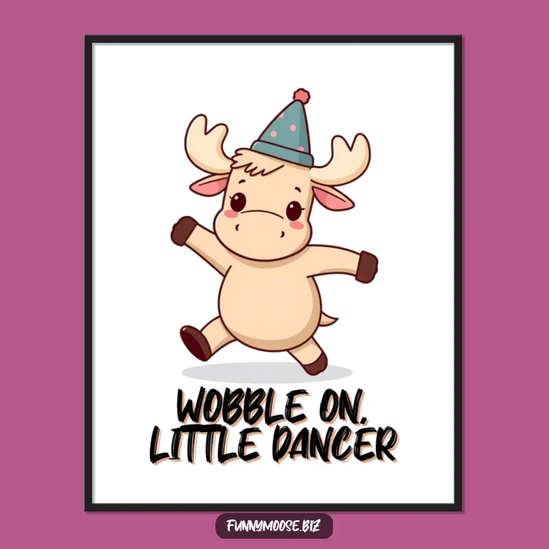Funny Free Printable Wall Art: Wobbly Dancing Kawaii Moose - Quirky Downloadable Decor