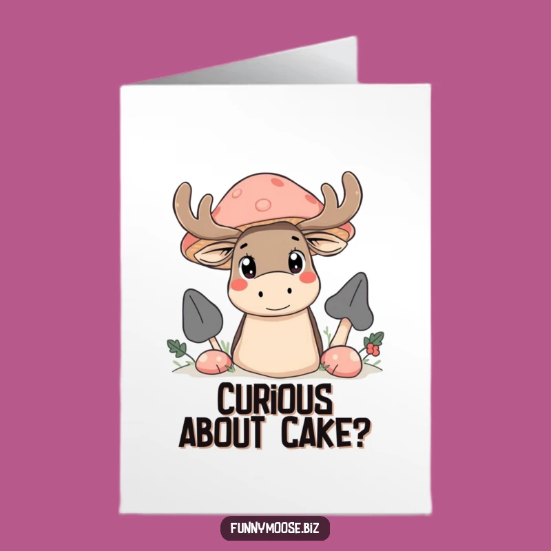 Free Printable Birthday Card: Curious Kawaii Moose Hiding - Whimsical Downloadable Gift