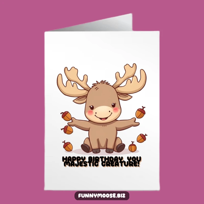Free Printable Birthday Card: Kawaii Moose Juggler - Fun Downloadable Gift!