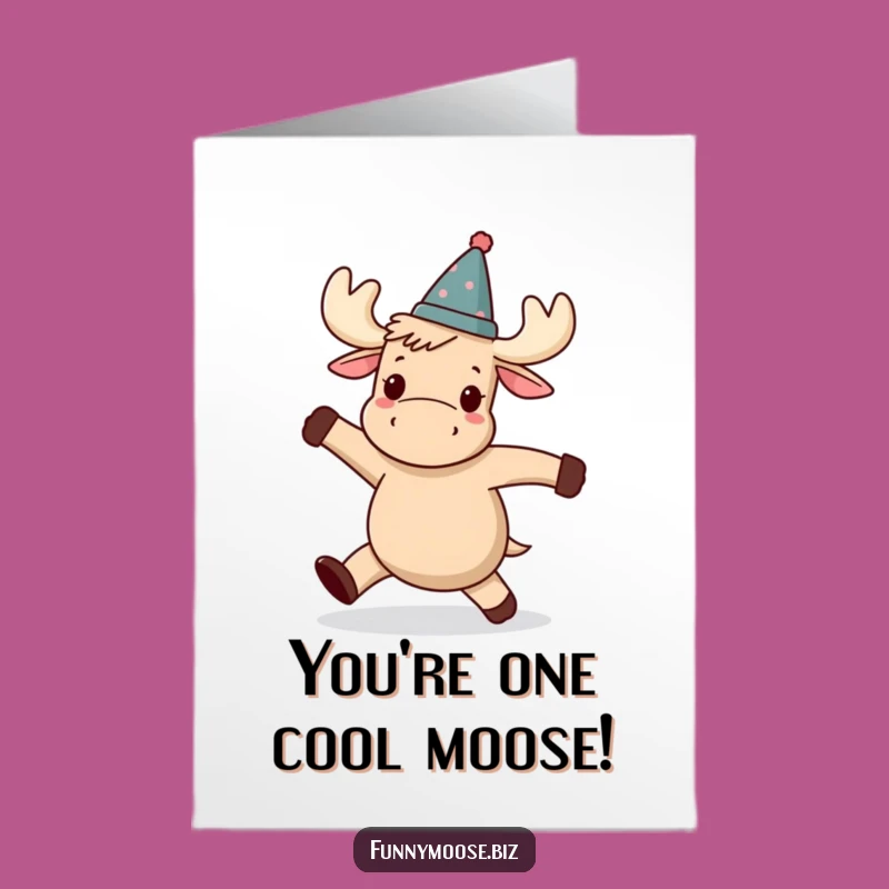 Free Printable Congrats Card: Wobbly Kawaii Moose Dance - Fun Downloadable Gift
