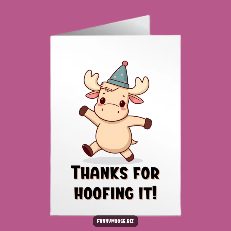 Free Printable Thank You Card: Wobbly Kawaii Moose Dance - Charming Downloadable Gift