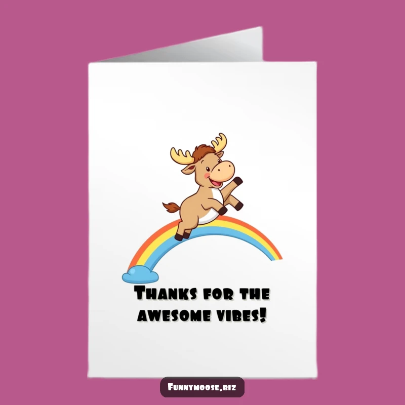 Free Printable Kawaii Moose Thank You Card: Joyful Leaping Moose Downloadable