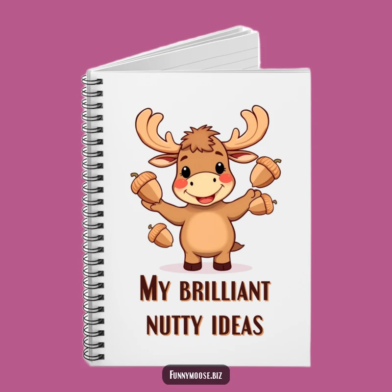 Funny Kawaii Moose Notebook - Acorn Juggling Journal for Ideas Gift
