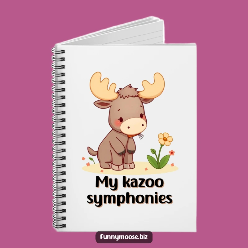Funny Moose Notebook: Kawaii Kazoo Jotter, Musical Notes, Humorous Gift