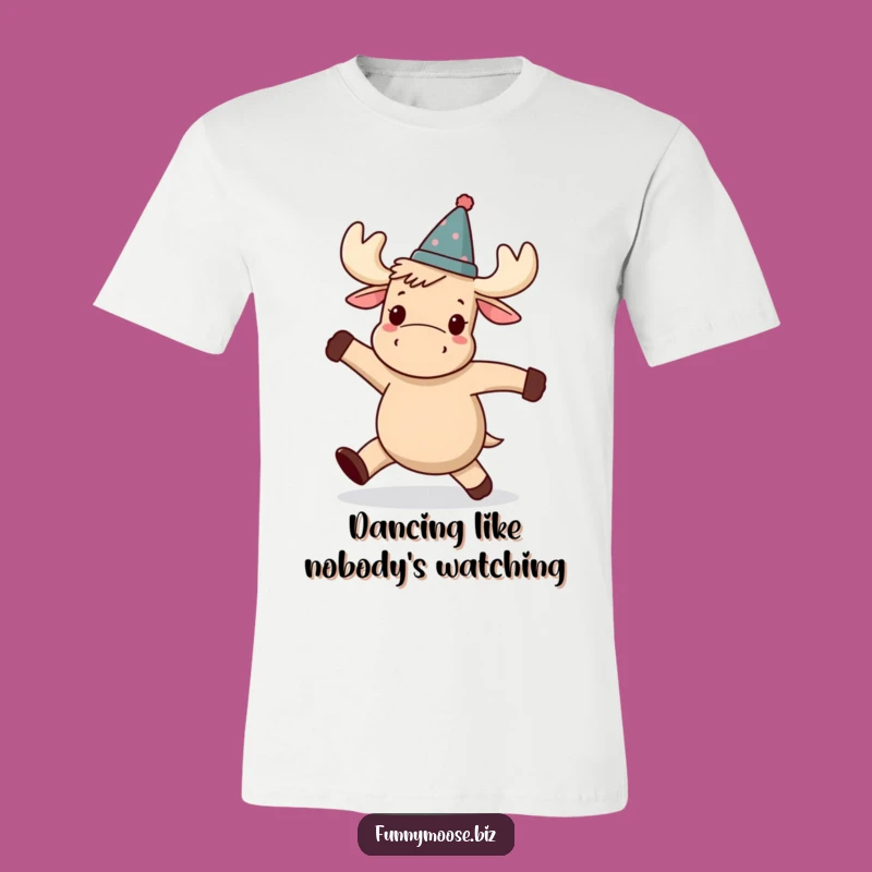 Funny Kawaii Moose Dance Tee - Quirky Hat Wobble Shirt Gift