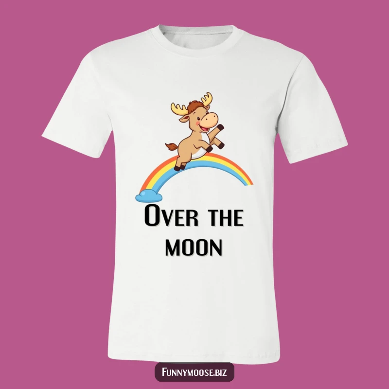 Funny Kawaii Moose Rainbow Leap T-Shirt: Wear Your Joyful Spirit!