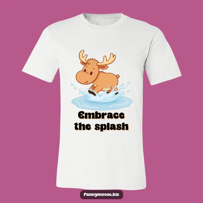 Funny Kawaii Moose T-Shirt - Joyful Splash Design, Hilarious Gift