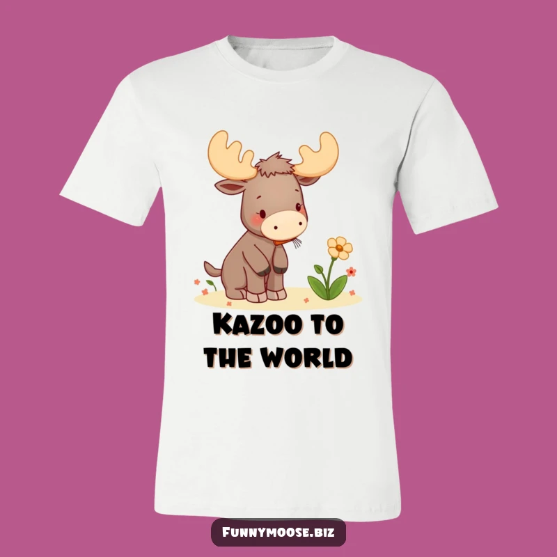 Funny Moose T-Shirt: Kawaii Kazoo Player, Musical Hearts, Humorous Gift