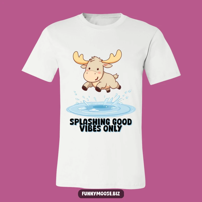 Funny Kawaii Moose Puddle Shirt - Joyful Splash Tee Gift