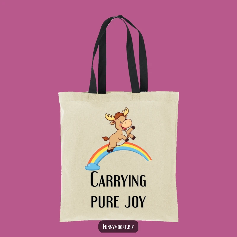 Funny Kawaii Moose Rainbow Leap Tote Bag: Carry Your Sunshine!