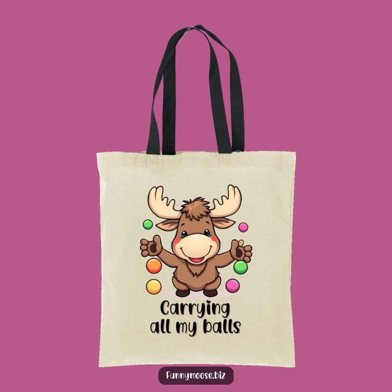Funny Kawaii Moose Tote Bag - Juggling Charm, Ideal Humorous Gift
